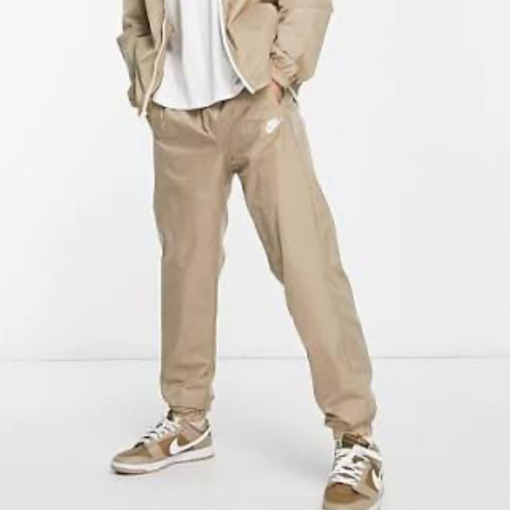 Nike men’s Khaki joggers with White logo size S